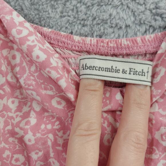 Abercrombie & Fitch Pink Floral Corset Puff Sleeve Top Cottagecore | Size Large - Picture 2 of 11